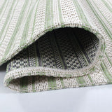 Cotton Rug Green Cream Striped Washable Rugs Flat Weave Carpet Woven Mat Runner Small Large