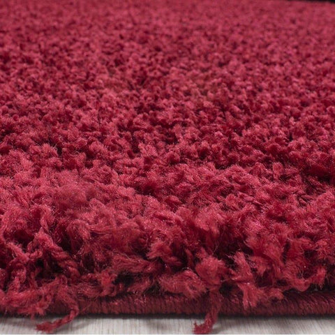 Red Fluffy Rug New Modern Deep Pile Shaggy Carpet Small Large Plain Bedroom Mats