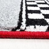 Childrens Car Rug Red Grey White Kids Play Carpet Small Large Baby Boys Room Mat