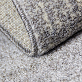 Grey Cream Rug Geometric Pattern Woven Low Pile Carpet Mat for Living Room or Bedroom