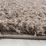 Shaggy Rug New Modern Beige Fluffy Deep Pile Carpet Plain Bedroom Area Round Mat