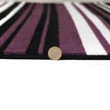 Modern Rug Purple Black Striped Pattern Mat Living Room Hall Carpet Small Large