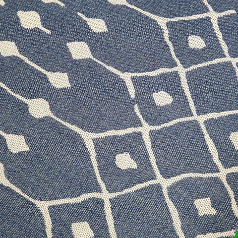 Cotton Rug Navy Blue Diamond Pattern Washable Flat Weave Mat Woven Carpet Small Extra Large