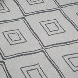 Cream Grey Rug Diamond Pattern 100% Cotton Washable Flat Weave Carpet Woven Living Room Bedroom Mat