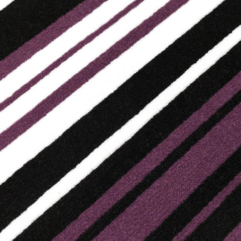 Modern Rug Purple Black Striped Pattern Mat Living Room Hall Carpet Small Large