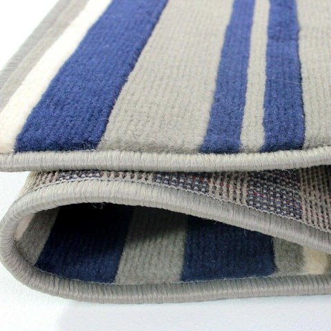 Rug for Living Room Blue Grey Striped Pattern Carpet Small Large Modern Area Mat