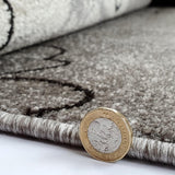 Modern Floral Design Rug Silver Grey White Soft Low Pile Woven Floor Carpet for Living Room or Bedroom