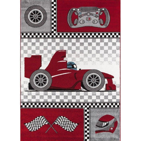 Childrens Car Rug Red Grey White Kids Play Carpet Small Large Baby Boys Room Mat