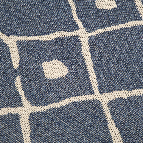 Cotton Rug Navy Blue Diamond Pattern Washable Flat Weave Mat Woven Carpet Small Extra Large