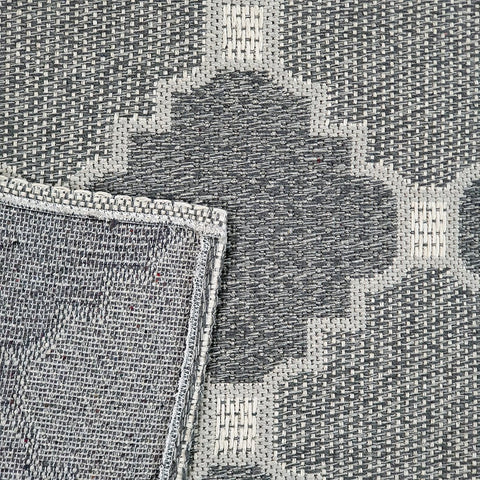 Grey Trellis Rug 100% Cotton Large Small XL Rug Runner Washable Flat Weave Carpet Mat