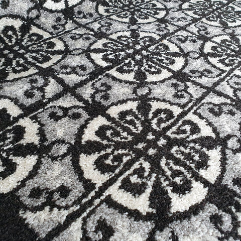 Grey Trellis Rug Oriental Pattern Carpet Small Large Woven Low Pile Living Room Mats