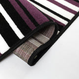 Modern Rug Purple Black Striped Pattern Mat Living Room Hall Carpet Small Large