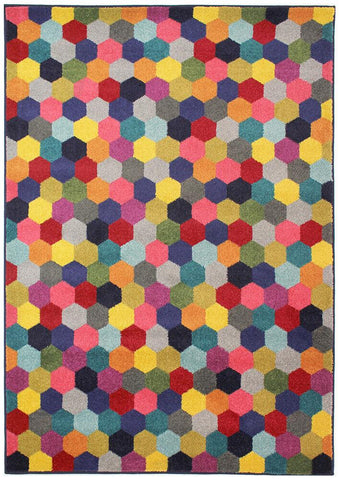 Multi Coloured Rug Large Geometric Mottled Pattern Floor Mat Bedroom Area Carpet