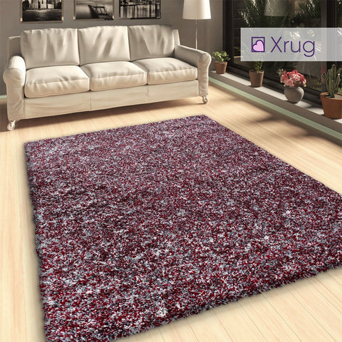 Red Grey Shaggy Rug Fluffy Thick Pile Long Pile Living Room Bedroom Carpet Rugs Area Mat Deep Pile Extra Large Small Runner New