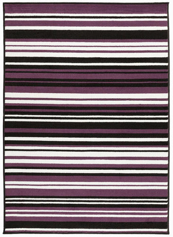 Modern Rug Purple Black Striped Pattern Mat Living Room Hall Carpet Small Large