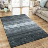 XRUG Modern Grey Black Striped Rug Woven Short Pile Carpet Mat for Living Room or Bedroom