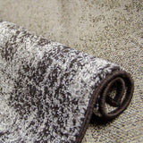 Modern Dark Brown Grey Rug Shabby Chic Pattern Woven Low Pile Floor Carpet for Bedroom & Living Room