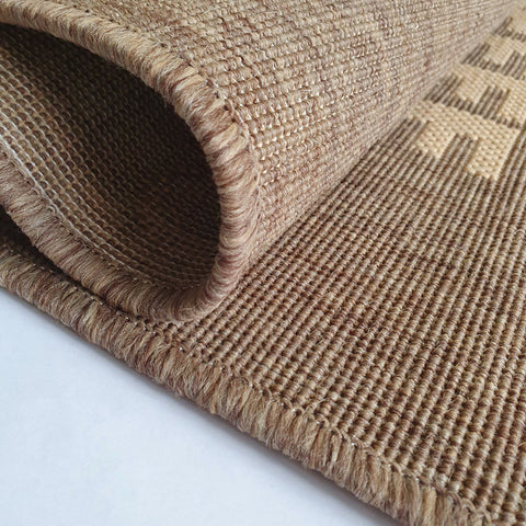 Brown Kitchen Rug Flat Weave Modern Coffee Design Jute Look Runner Small Large New Mat