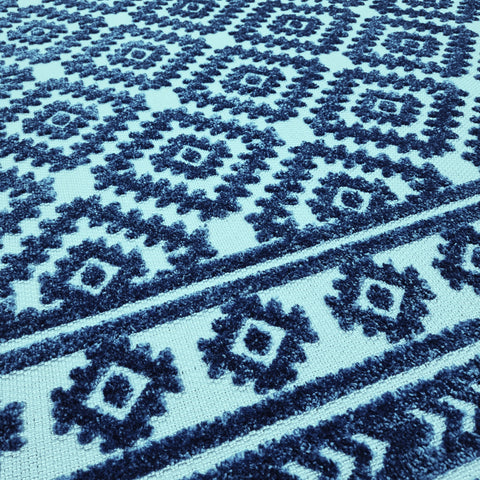 Outdoor Rug Plastic for Garden Patios Gazebo Trellis Blue Woven Mat