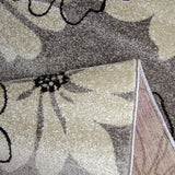 Modern Floral Design Rug Silver Grey White Soft Low Pile Woven Floor Carpet for Living Room or Bedroom