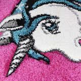 Kids Pink Rug Unicorn Girls Nursery Carpet Childrens Mat Woven Play Room Mat for Baby Girls Bedroom