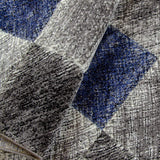 Modern Rug Black Grey Blue Checkered Pattern Woven Short Pile Carpet Mat for Living Room & Bedroom