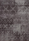 Modern Dark Brown Grey Rug Shabby Chic Pattern Woven Low Pile Floor Carpet for Bedroom & Living Room