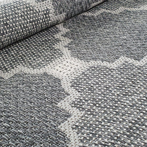 Grey Trellis Rug 100% Cotton Large Small XL Rug Runner Washable Flat Weave Carpet Mat