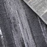 XRUG Modern Grey Black Striped Rug Woven Short Pile Carpet Mat for Living Room or Bedroom