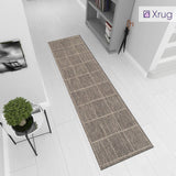 Grey Beige Runner Rug Non Slip Kitchen Hall Hallway Runner Long Carpet Durable Check Flat Weave Mat