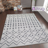 Cotton Rug 100% Moroccan Berber Pattern Cream Grey Washable Living Room Bedroom Carpet Large Small Mat