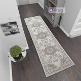 Cotton Rug Vintage Oriental Pattern Brown Cream Grey Natural Flatweave Carpet Mat Large Small Runner