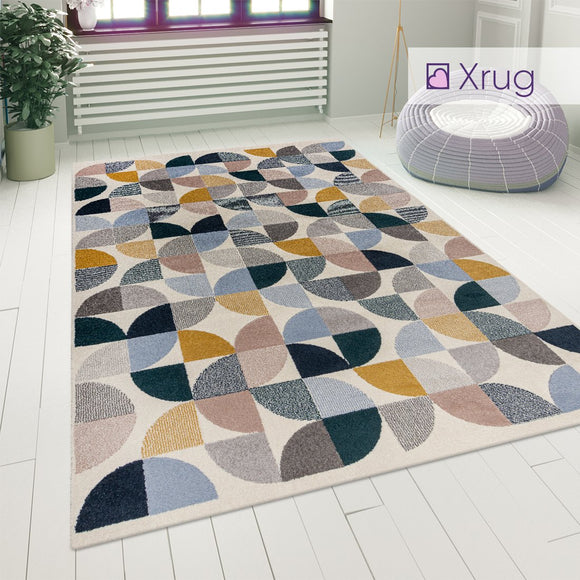 Modern Grey Yellow Rug Geometric Patterned Living Room Bedroom Carpet Runner Mat