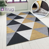 Grey Black Gold Yellow Rug Geometric Diamond Pattern Living Room Woven Rugs Mats