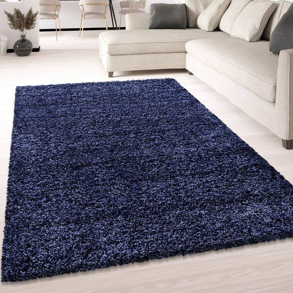 Navy Fluffy Rug Thick Soft Dark Blue Shaggy Carpet Large XL Small Bedroom Living Room Bedside Rugs