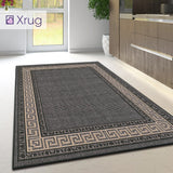 Black Kitchen Rug Non Slip Greek Key Border Large Small Runner Heavy Duty Mat