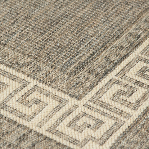 Kitchen Grey Cream Rug Flat Weave Non Slip Woven Carpet Modern Greek Key Pattern Bordered Geometric Design Large Hall Hallway Runner Long Polypropylene Mat 60x180 60x230