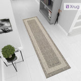 Grey Cream Runner Rug Non Slip Greek Key Border Style Kitchen Hallway Long Runner Durable Carpet Mat