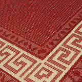 Kitchen Red Rug Flat Weave Non Slip Heavy Duty Hard Wearing Woven Carpet Modern Greek Key Pattern Bordered Geometric Pattern Small Large Hall Runner Polypropylene Mat 60x110 60x180 60x230 80x150 120x160 160x225