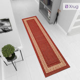 Red Cream Runner Rug Non Slip Greek Key Border Style Kitchen Hallway Long Runner Durable Carpet Mat