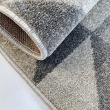 Grey Cream Rug Geometric Pattern Woven Living room & Bedroom Carpet Mat Small Large