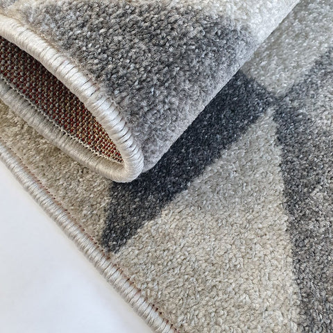 Grey Cream Rug Geometric Pattern Woven Living room & Bedroom Carpet Mat Small Large