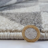 Grey Cream Rug Geometric Pattern Woven Living room & Bedroom Carpet Mat Small Large