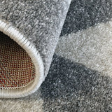 Grey Cream Rug Geometric Pattern Woven Living room & Bedroom Carpet Mat Small Large