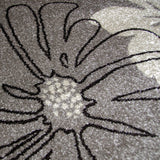 Modern Floral Design Rug Silver Grey White Soft Low Pile Woven Floor Carpet for Living Room or Bedroom