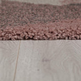 Grey Pink Rug Thick Pile Geometric Rugs Pastel Colour Carpet Bedroom Area Mat