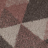 Grey Pink Rug Thick Pile Geometric Rugs Pastel Colour Carpet Bedroom Area Mat