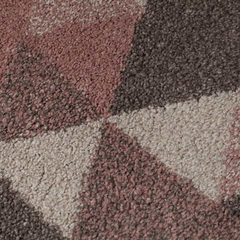 Grey Pink Rug Thick Pile Geometric Rugs Pastel Colour Carpet Bedroom Area Mat