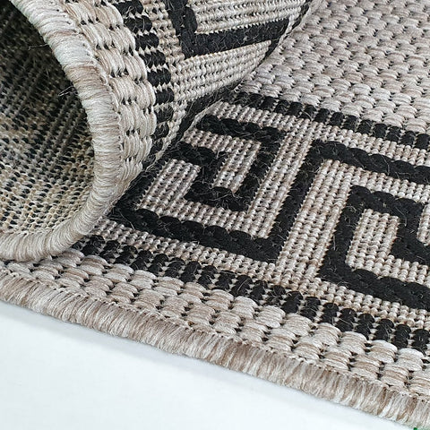 Silver Grey Black Rug Jute Look Flat Weave Hard Wearing Woven Carpet Modern Bordered Pattern Small Large Hall Runner 60x230 80x150 80x250 120x170 160x230