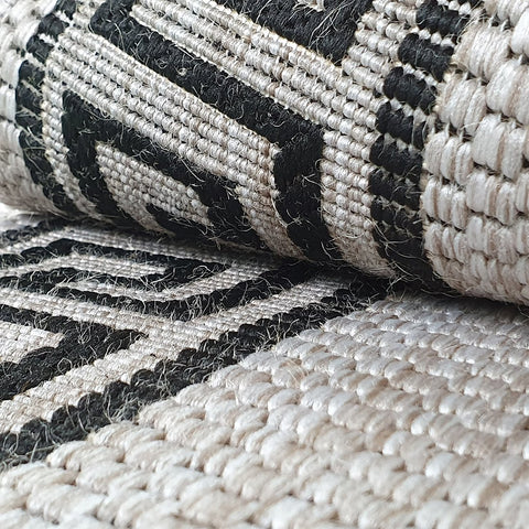 Silver Grey Black Rug Jute Look Flat Weave Hard Wearing Woven Carpet Modern Bordered Pattern Small Large Hall Runner 60x230 80x150 80x250 120x170 160x230